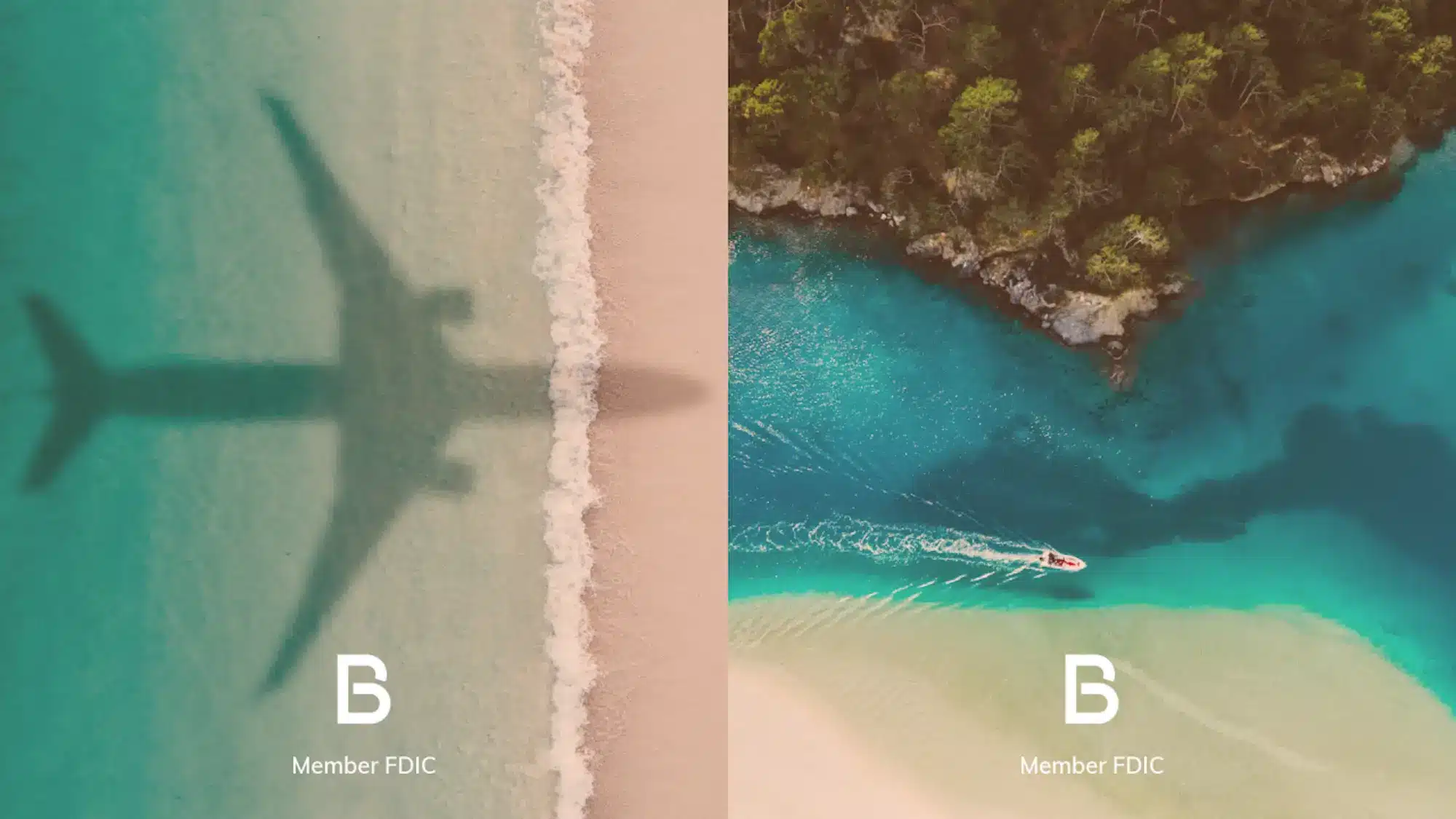 shadow of a plane above a tropical beach