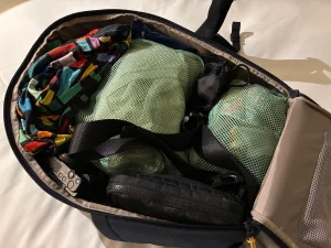 Halfday Roamer Backpack packed with clothes and other items
