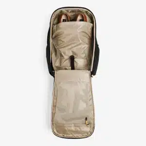 Halfday Roamer Backpack opened to view interior storage areas