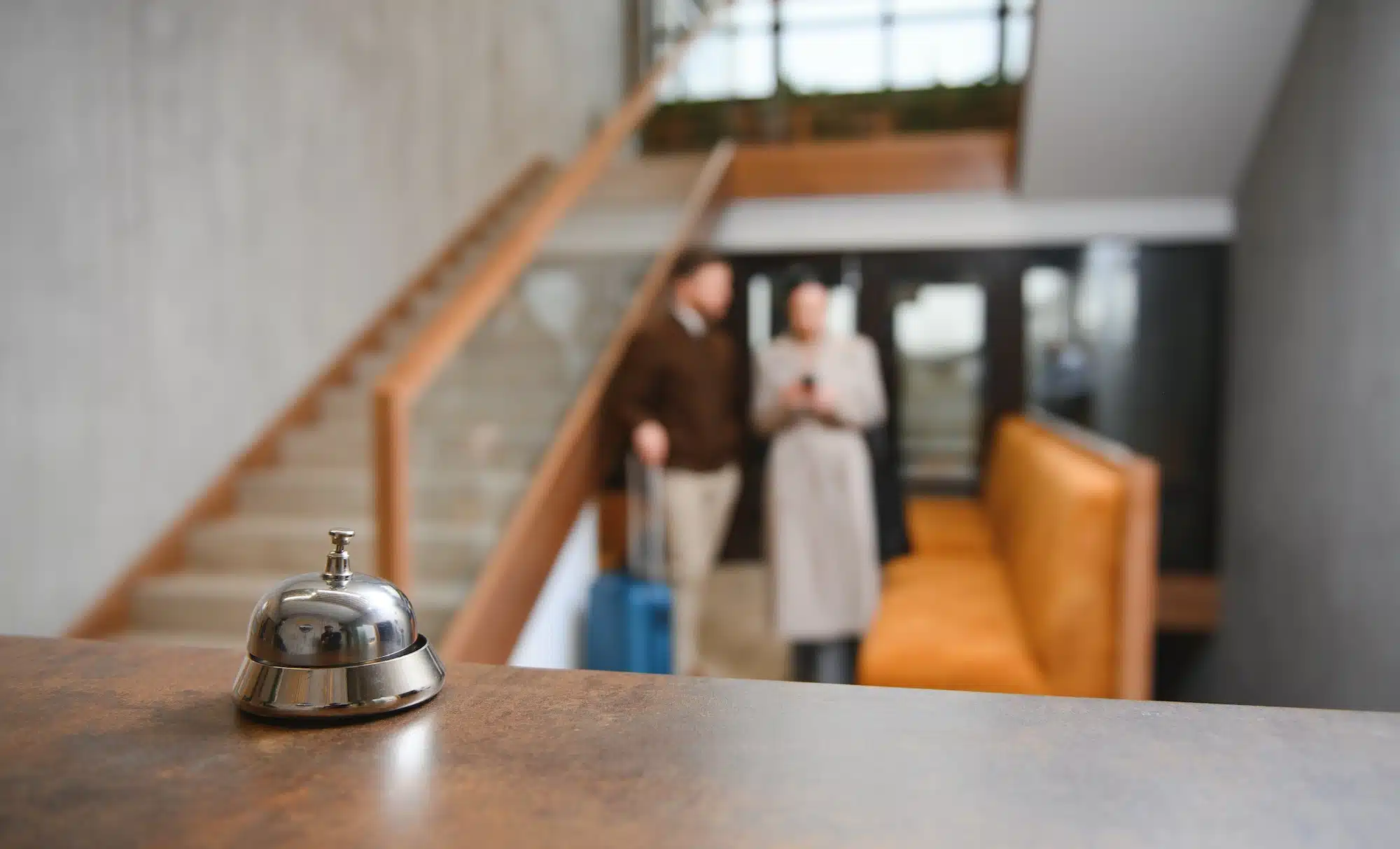 couple arriving for a hotel stay