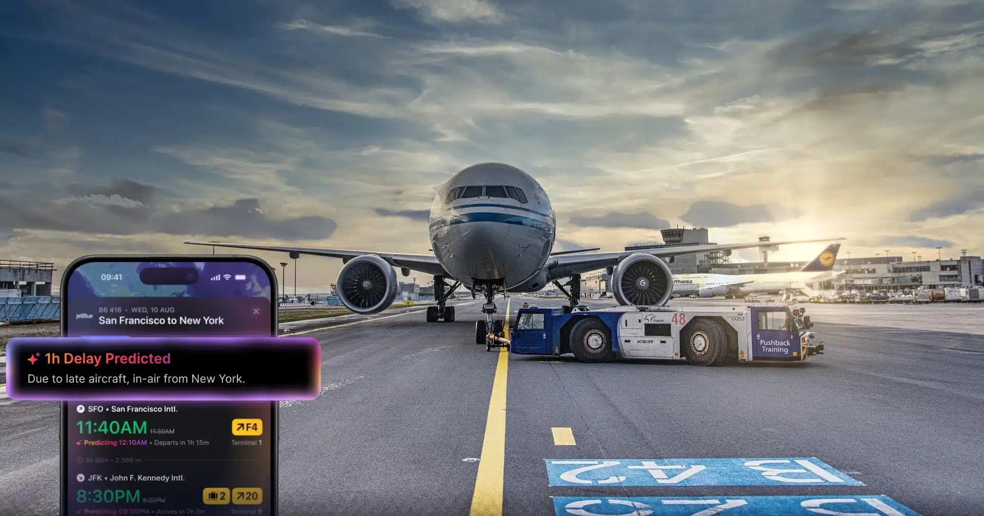 airplane stuck on the ground getting service