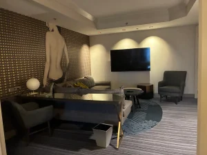 inside living room area in a room at Cosmopolitan Las Vegas