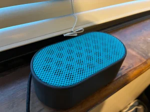 Manta Sleep White Noise Machine on a window sill 