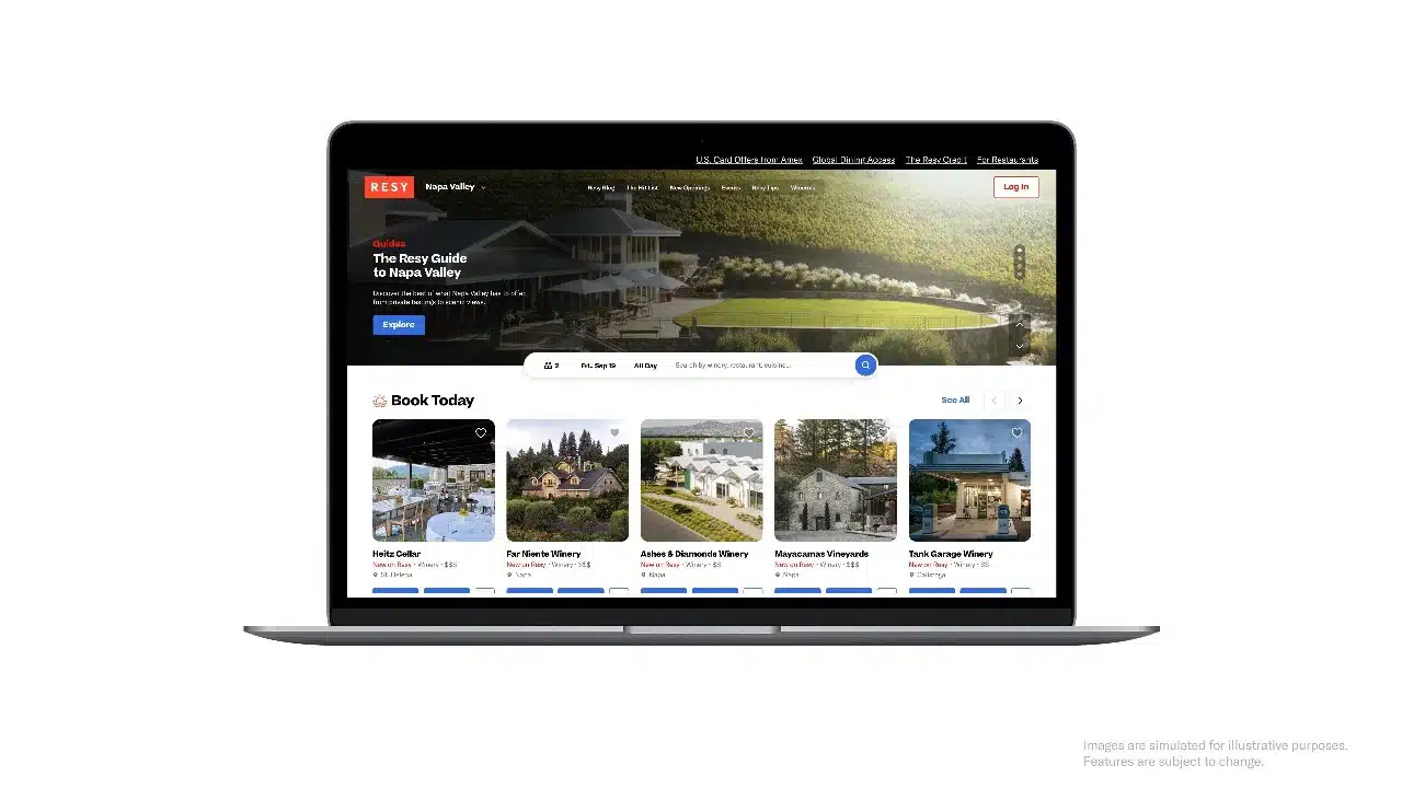 Resy Napa Valley guide screenshot