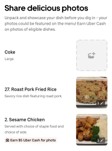 Uber Eats app Share delicious photos screenshot