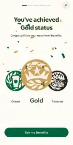 Starbucks Rewards - You've Achieved Gold Status