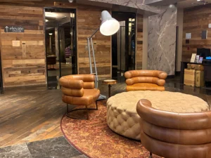 inside the lobby at The Nash in Nashville