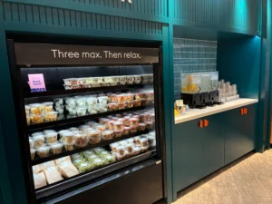 items on shelves at The Club ATL's grab-and-go