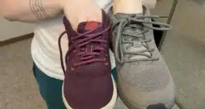 side by side view of Allbirds Mizzles vs. Allbirds Wool Runner NZ Mid Waterproofs