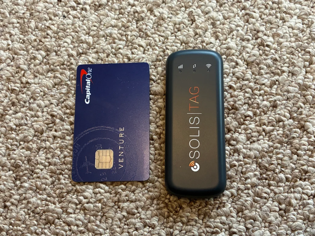 Solis Tag next to a credit card