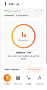 Solis Tag Lifetime Data screenshot