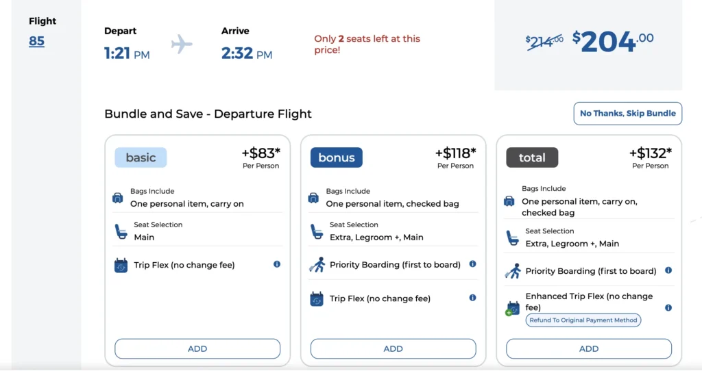 Expedia booking an Allegiant flight