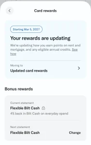Bilt card rewards screenshot