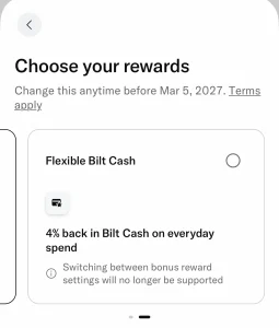 Bilt Choose your rewards screenshot